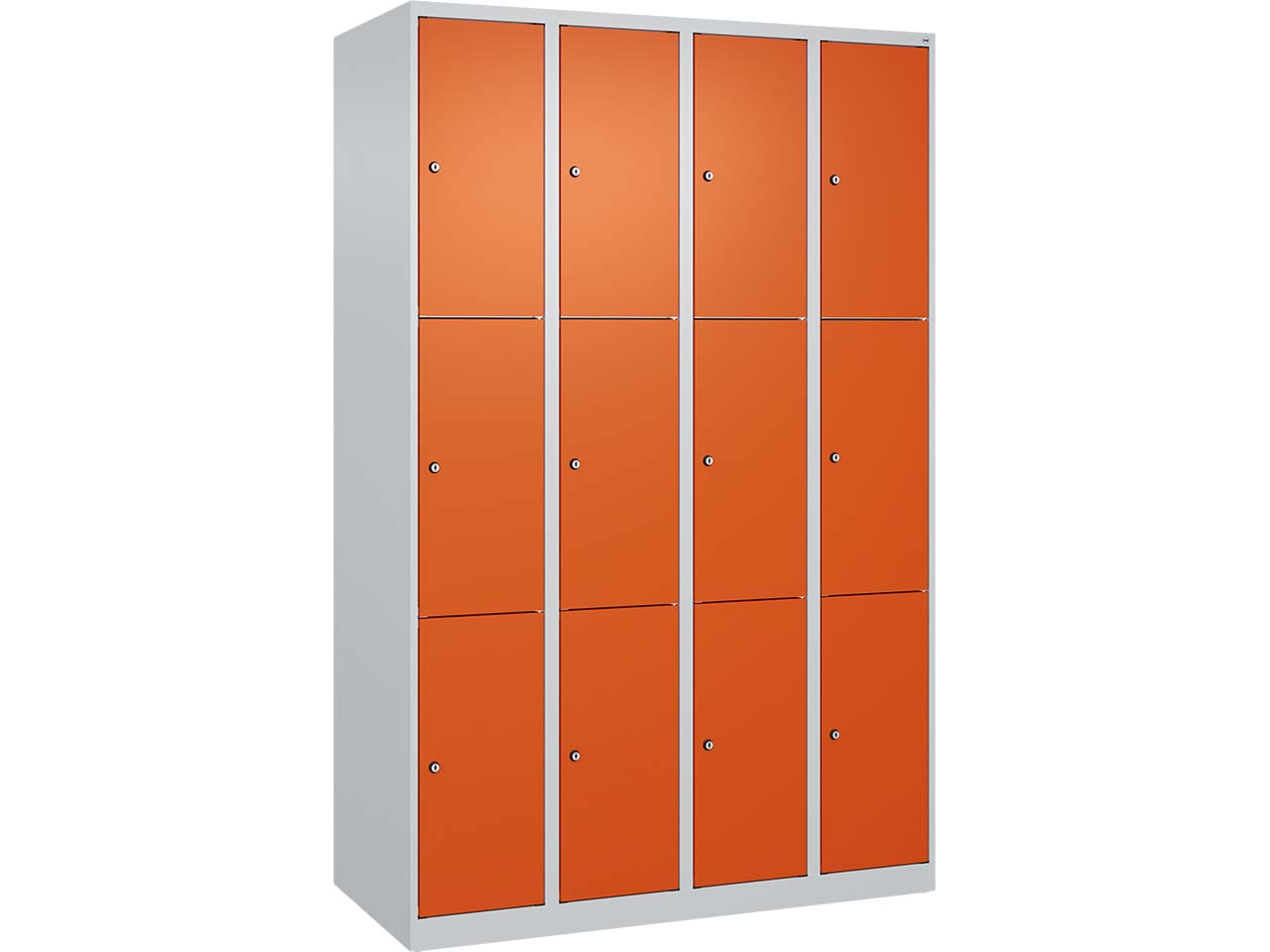 C+P Schließfachschrank Classic PLUS, 12 Fächer, 1850x1200x500mm, Lichtgrau/Reinorange
