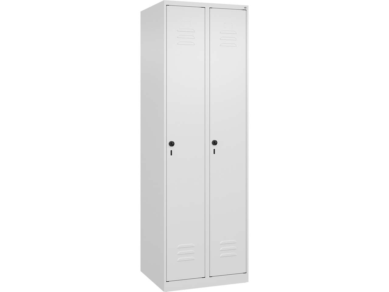 C+P Wäsche-Spind Classic PLUS, 2 Abteile, 1850x600x500mm, Verkehrsweiß/Verkehrsweiß