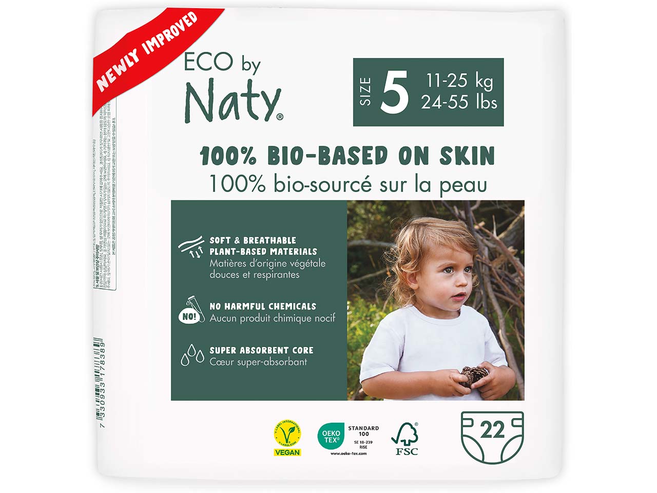 ECO by Naty Windel, Gr. 5 (11-25 kg), aus FSC-zertifiziertem Zellstoff, 22 Stk.