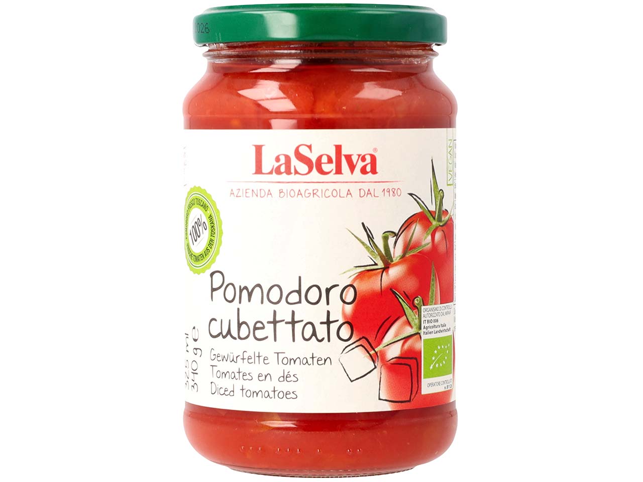 LaSelva Bio-Tomatenwürfel 'Pomodoro cubettato', 340 g