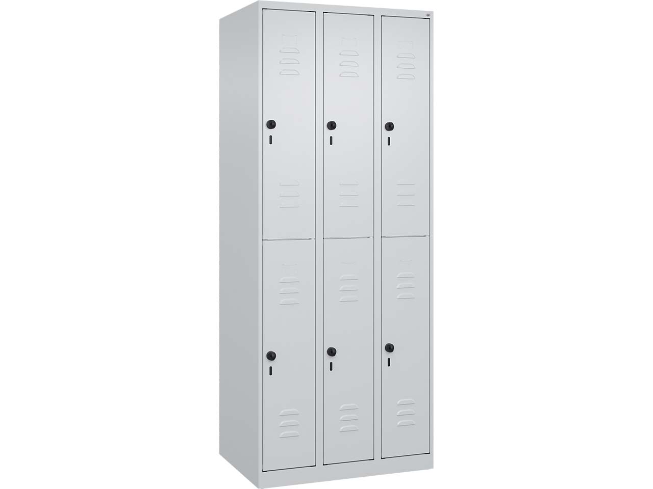 C+P Doppelstock-Spind Classic PLUS, 6 Fächer, 1850x750x500mm, Lichtgrau/Lichtgrau