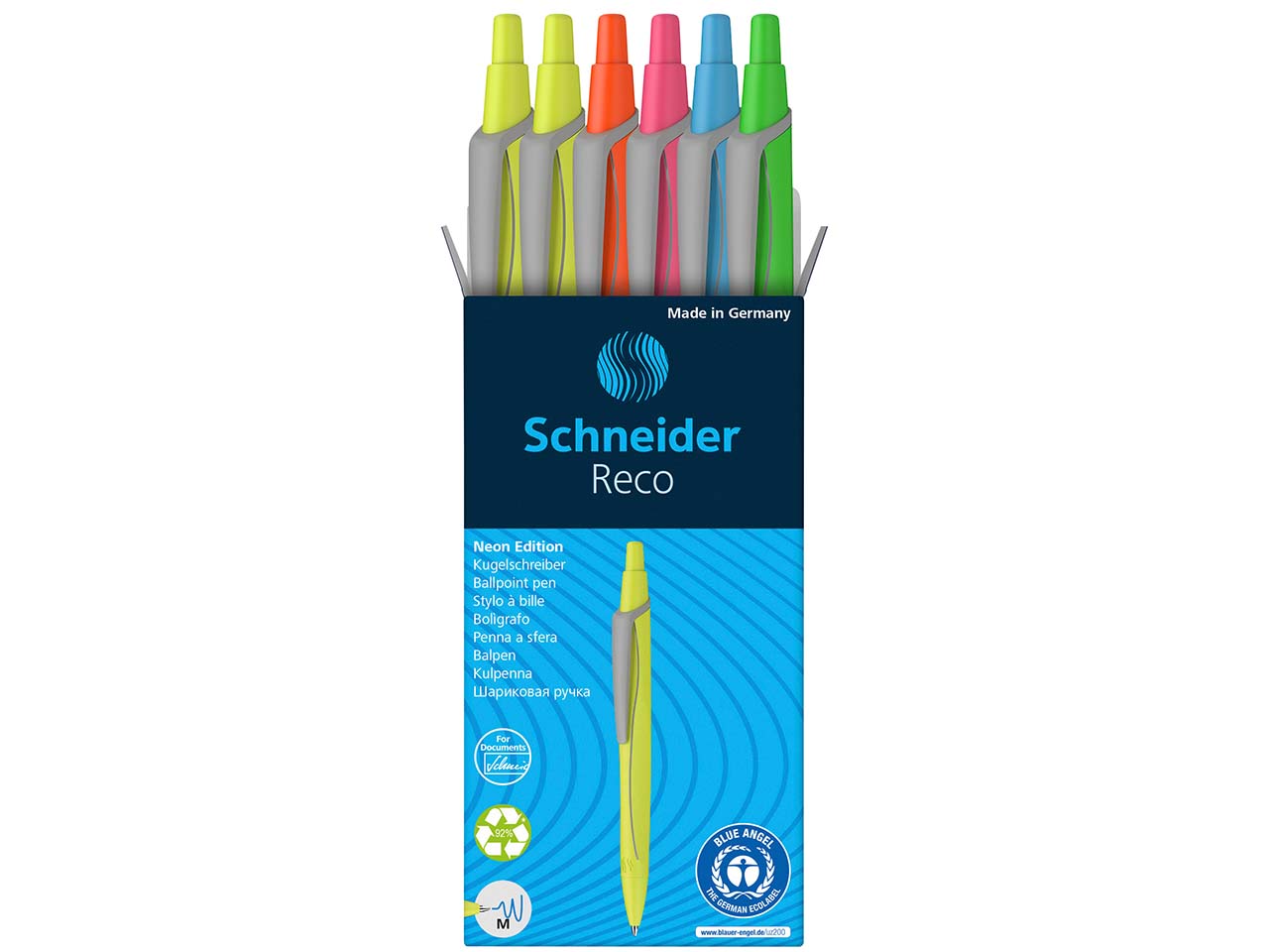 Schneider Kugelschreiber 'Reco' neon, 6 Stk.