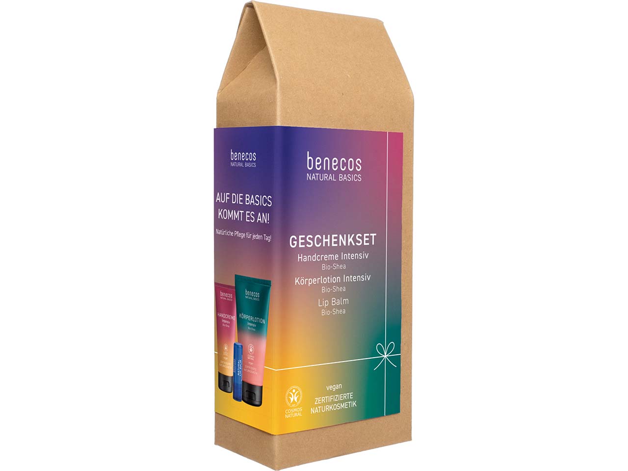 benecos Bio-Geschenkset "Intensiv" mit Handcreme, Körperlotion und Lipbalm