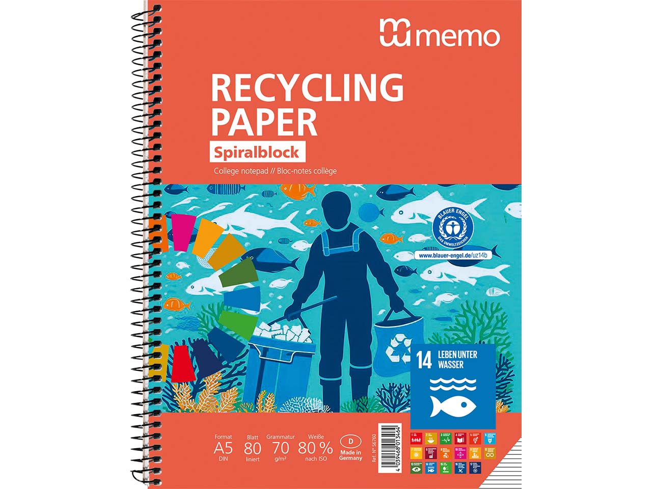 memo Collegeblock DIN A5, liniert, 80 Blatt