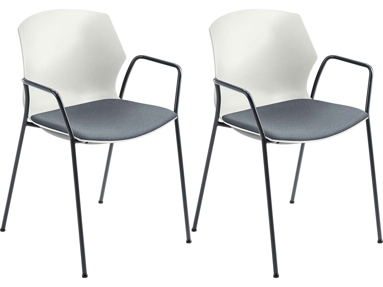 2x Besucherstuhl "2511" weiß, mit Armlehnen, hellgrau