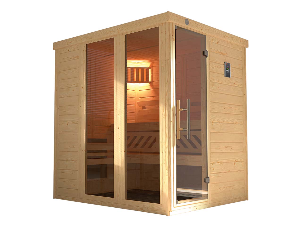 weka Massivholz-Elementsauna "Kemi Panorama 1" Farbvisionen-Set, 7,5kW Saunaofen "Klassik"