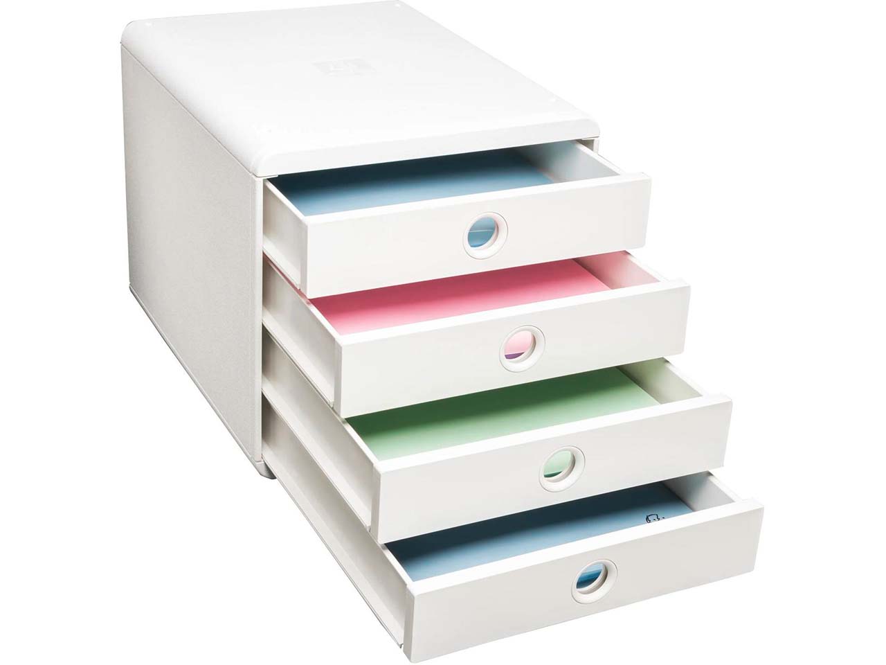 Exacompta Schubladenbox "Pop Box AutentiK" DIN A4+, 4 Schubladen, weiß Exacompta Schubladenbox "Pop Box AutentiK" DIN A4+, 4 Schubladen, weiß