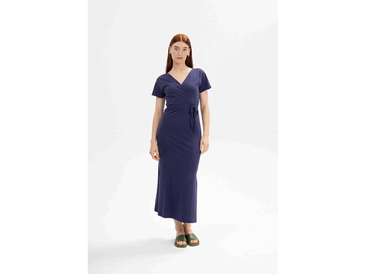 MELA Bio-Damen-Midi-Kleid "SHREOSHI" mit Bindegürtel, summer night, Gr. S