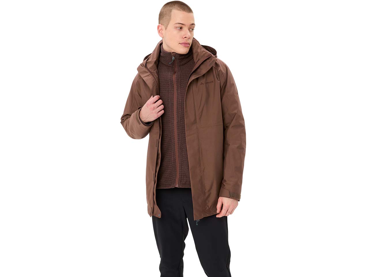 VAUDE Herren-Parka 'Idris 3in1 IV' mit angeschnittener Kapuze, tobacco, Gr. L