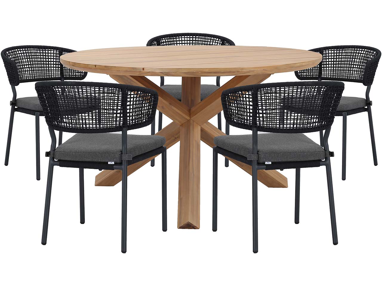 Gartenmöbel-Set "Delft & Spitz", 6-teilig, 5 Stühle, Tisch ø 135 cm, anthracite