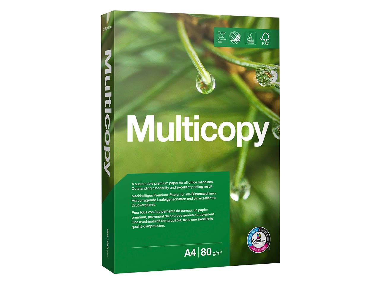500 Blatt Multifunktionales Kopierpapier 'Multicopy' TCF, DIN A4 / 80 g/m²