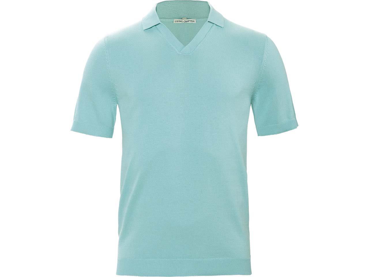 Living Crafts Bio-Herren-Polo-Shirt 'TAAROS' mit V-Ausschnitt, mare, Gr. M