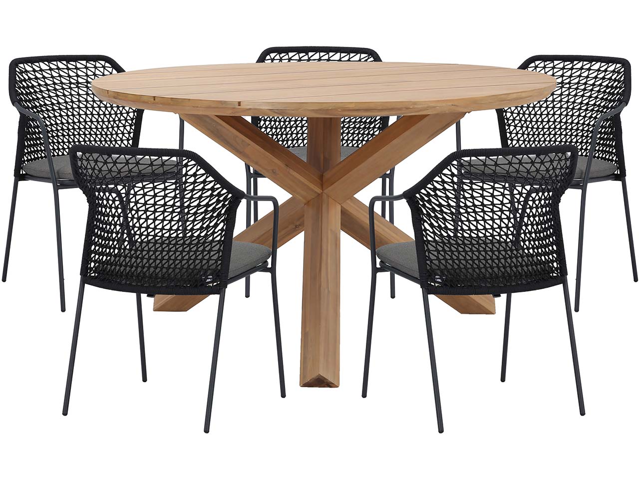 Gartenmöbel-Set "Delft & Burano", 6-teilig, 5 Stühle, Tisch ø 135 cm, anthracite