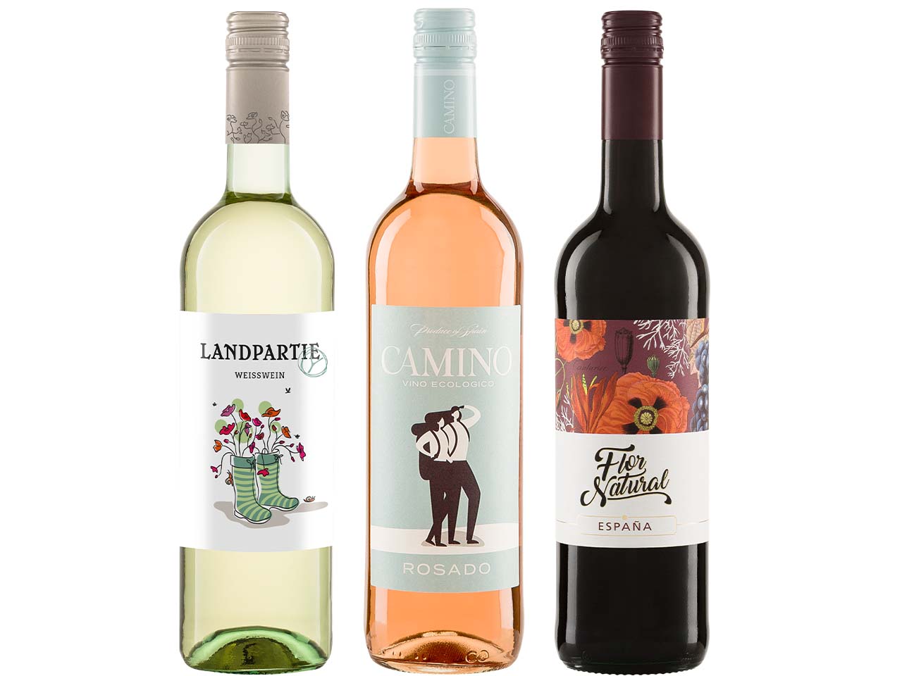 Bio-Weinpaket "Starterpaket" 3er-Set mit Rotwein, Weißwein und Rosé, 3 x 0,75 l