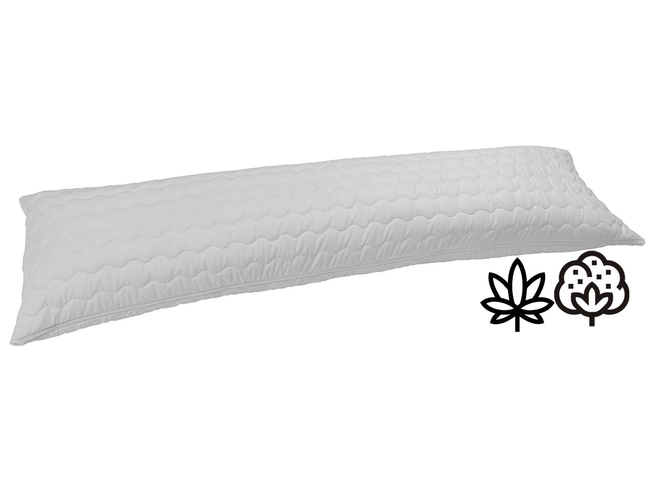 Seitenschläferkissen mit Wellenversteppung 40 x 140 cm, mit Baumwoll-Hanffüllung 1200g