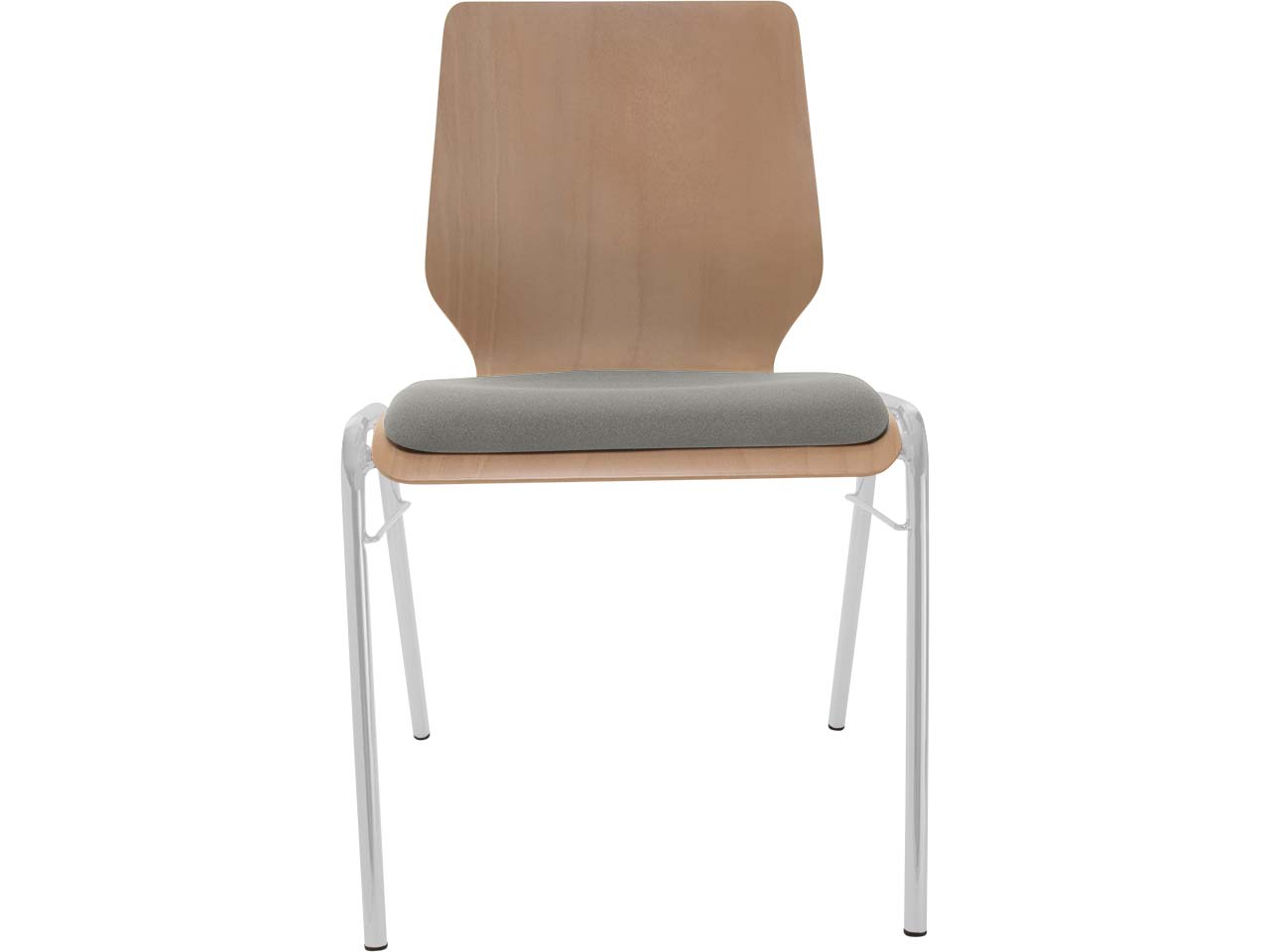 Besucherstuhl "A2" Buche, Gestell silber, Steg, Sitzpolster grau