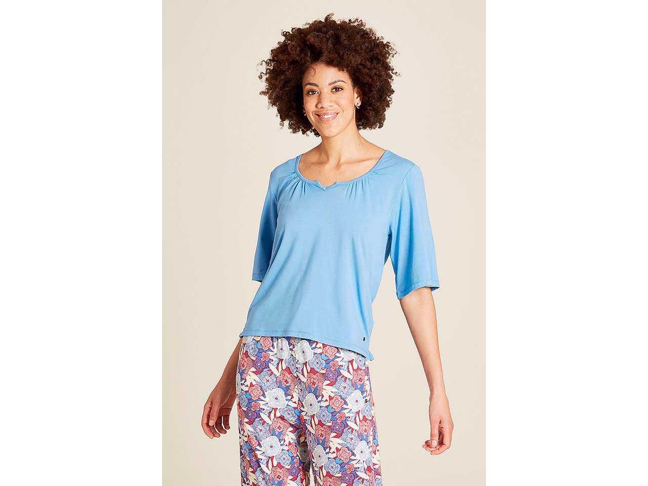 tranquillo Bio-Damen-T-Shirt mit raffiniertem Ausschnitt, marina, Gr. S