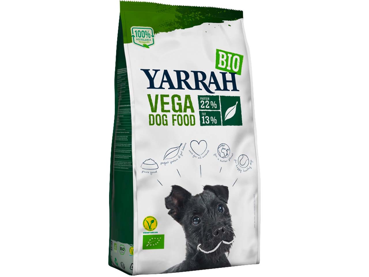 YARRAH Bio-Trockenfutter für ausgewachsene Hunde, vegetarisch, 2 kg