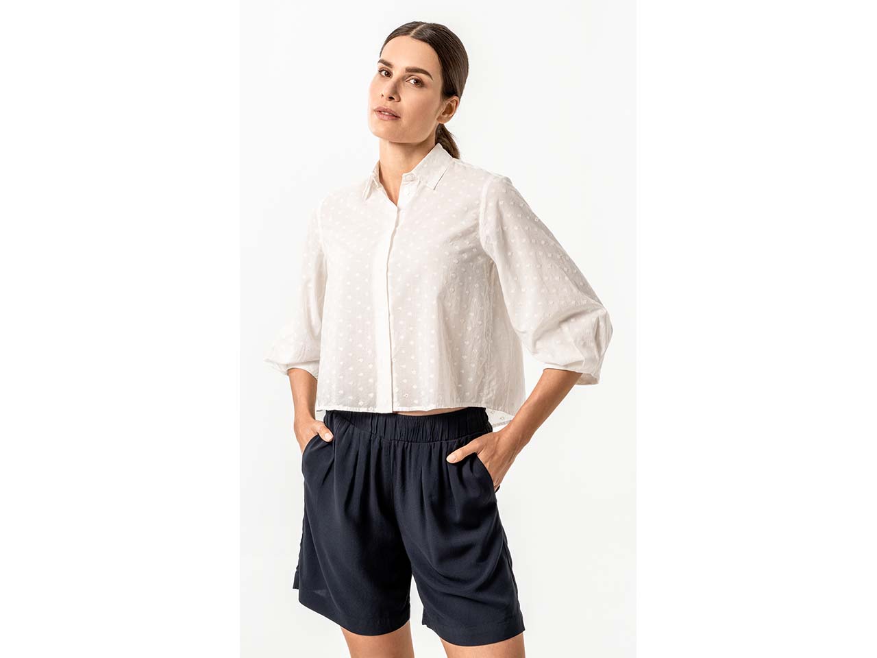 Living Crafts Bio-Damen-Bluse 'AGNEETHA' kurz geschnitten, offwhite, Gr. 38