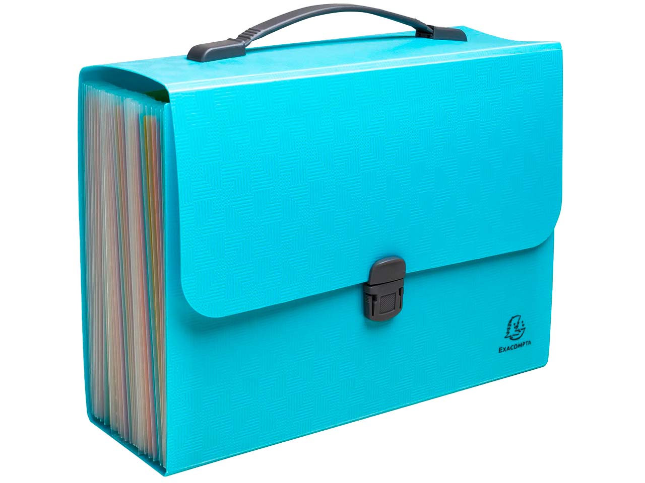 Exacompta Fächertasche mit Griff "Pop'N Co" 24 Fächer, Reycling-PP, DIN A4, cyan