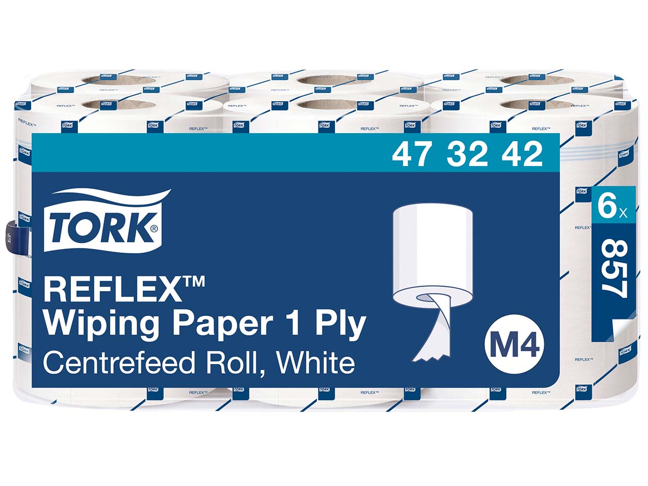 Tork Reflex Mehrzweck-Papierwischtücher M4, 6 x 895 Blatt, 1-lagig, weiß