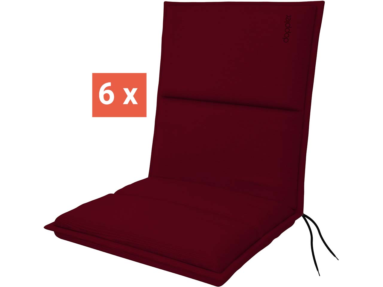 doppler Auflage "CITY" für Niederlehner, 6er-Pack, 100x48x6 cm, Polyester, bordeaux