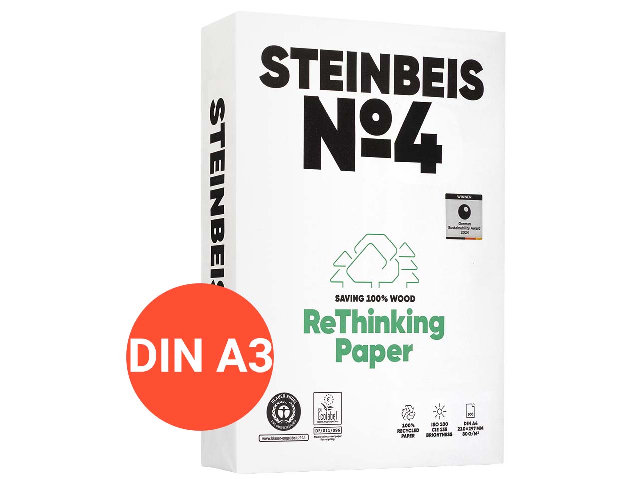 500 Blatt Steinbeis Recycling-Kopierpapier "EvolutionWhite" DIN A3