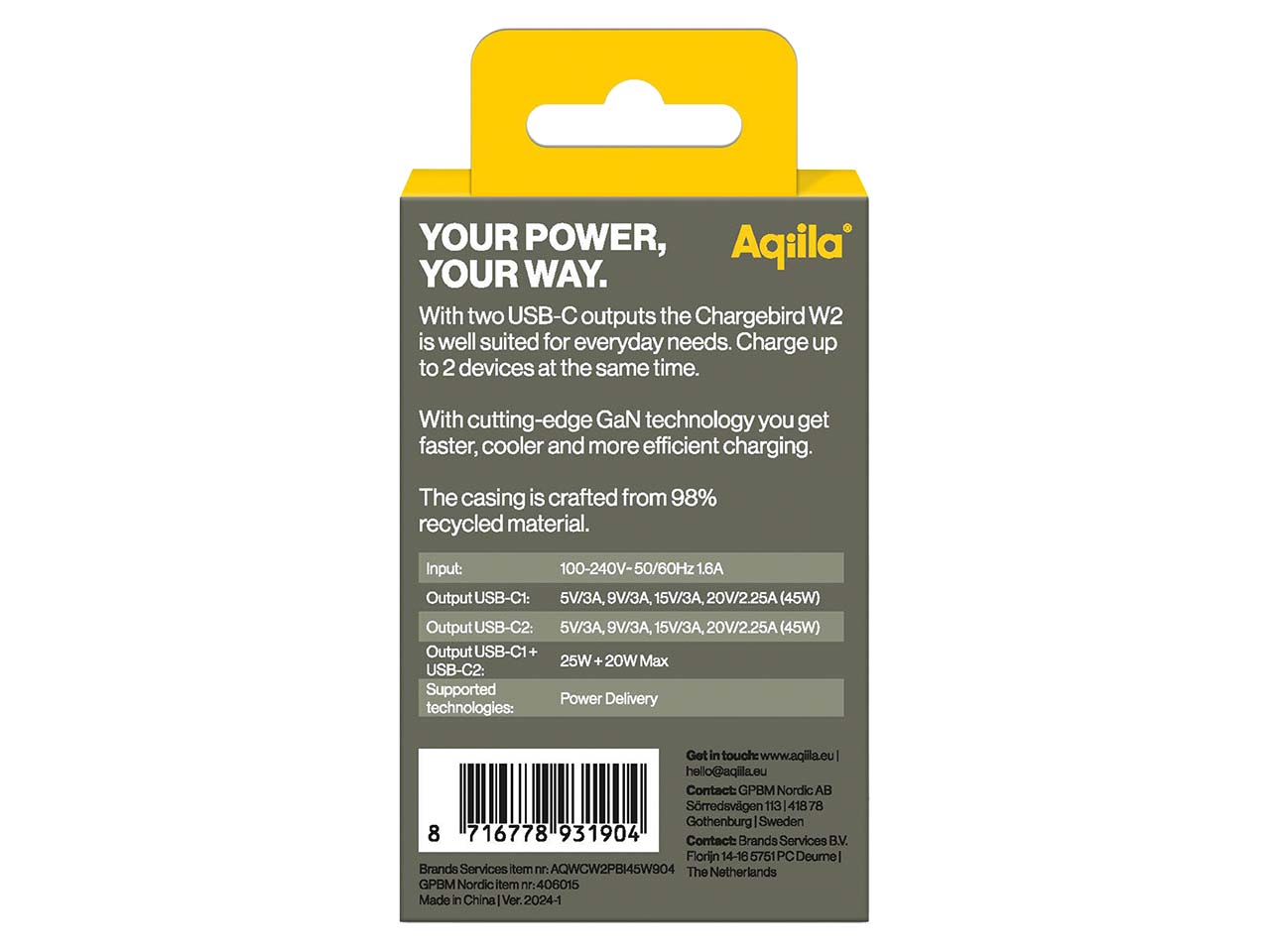 Aqiila USB Ladegerät und Ladeadapter "Chargebird W2"