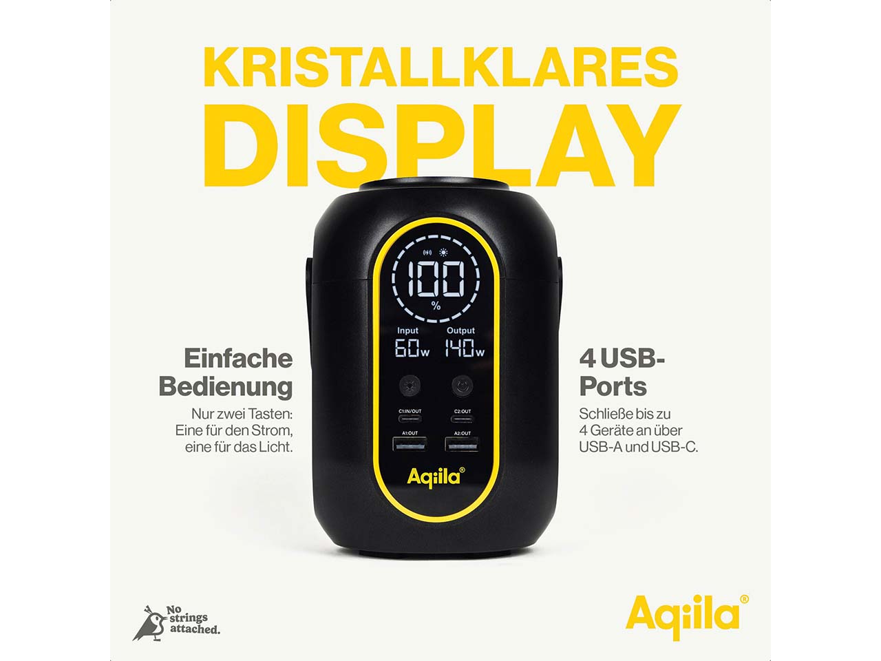 Aqiila 3 in 1 Lampe, Powerstation, Induktionsladegerät "Powerbird S140"