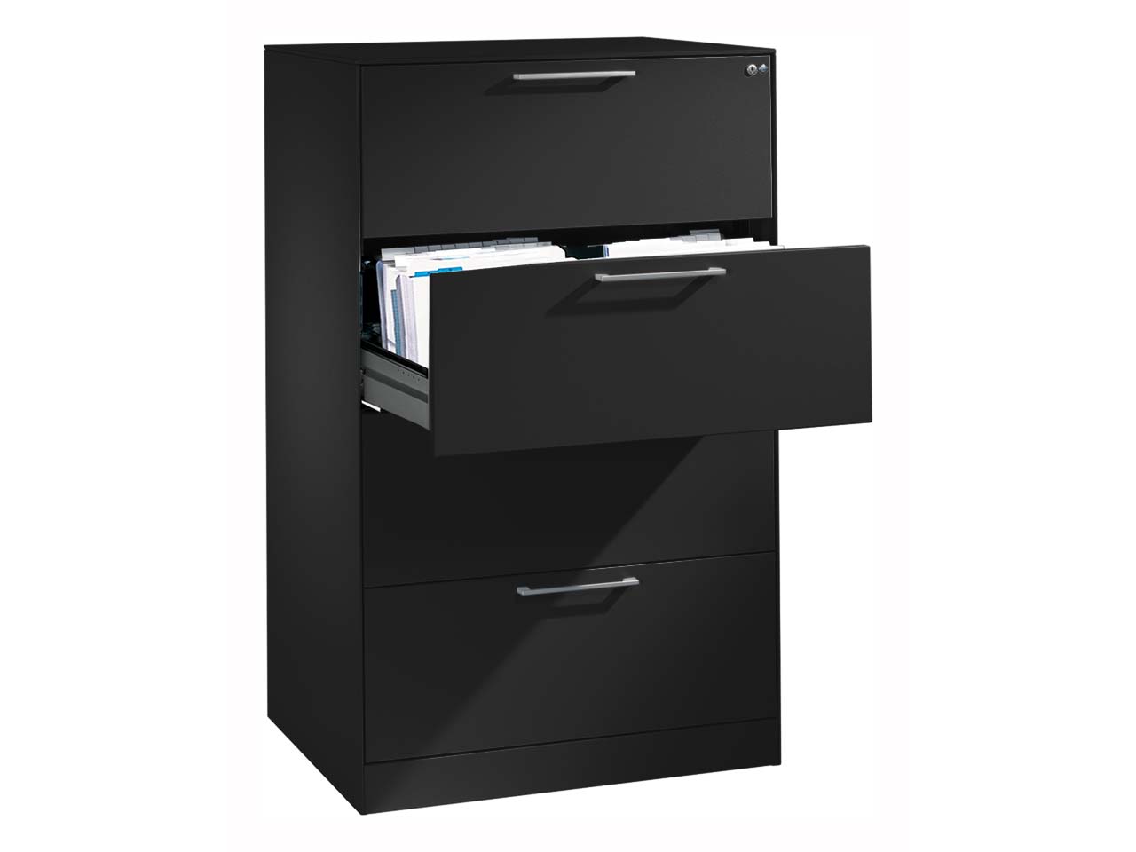 Schubladenschrank "CONTACT", Höhe 131 cm  (BxT) 80 x 43,5, mit 4 Schubladen, schwarz