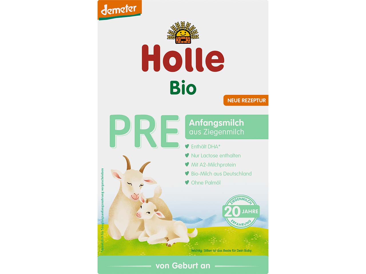 Holle Bio-Pre-Anfangsmilch aus Ziegenmilch, von Geburt an, Pulver, 400 g