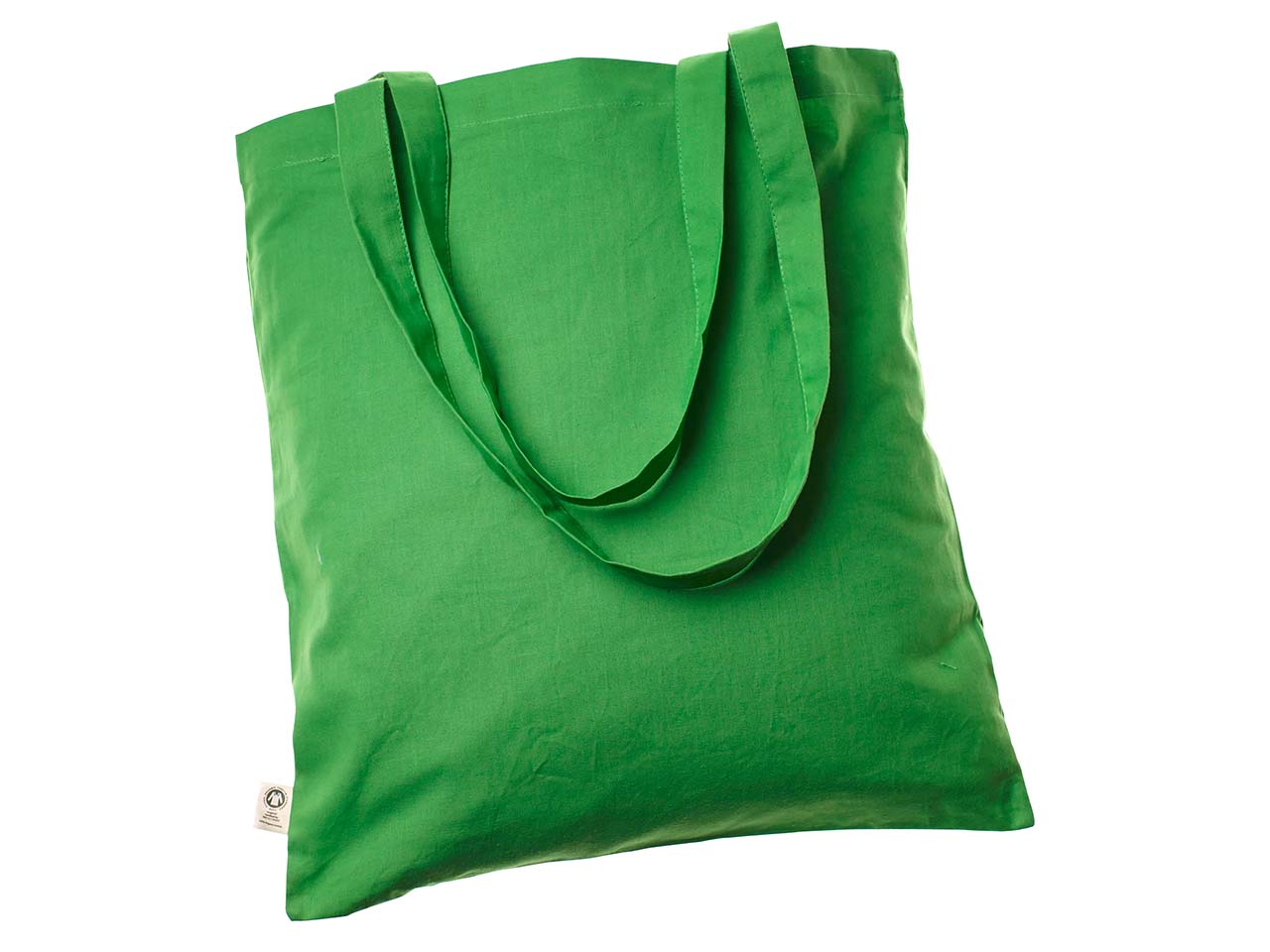 memo Bio-Baumwoll-Tragetasche, mit Fairtrade-Siegel, grün,38x42cm, lange Henkel