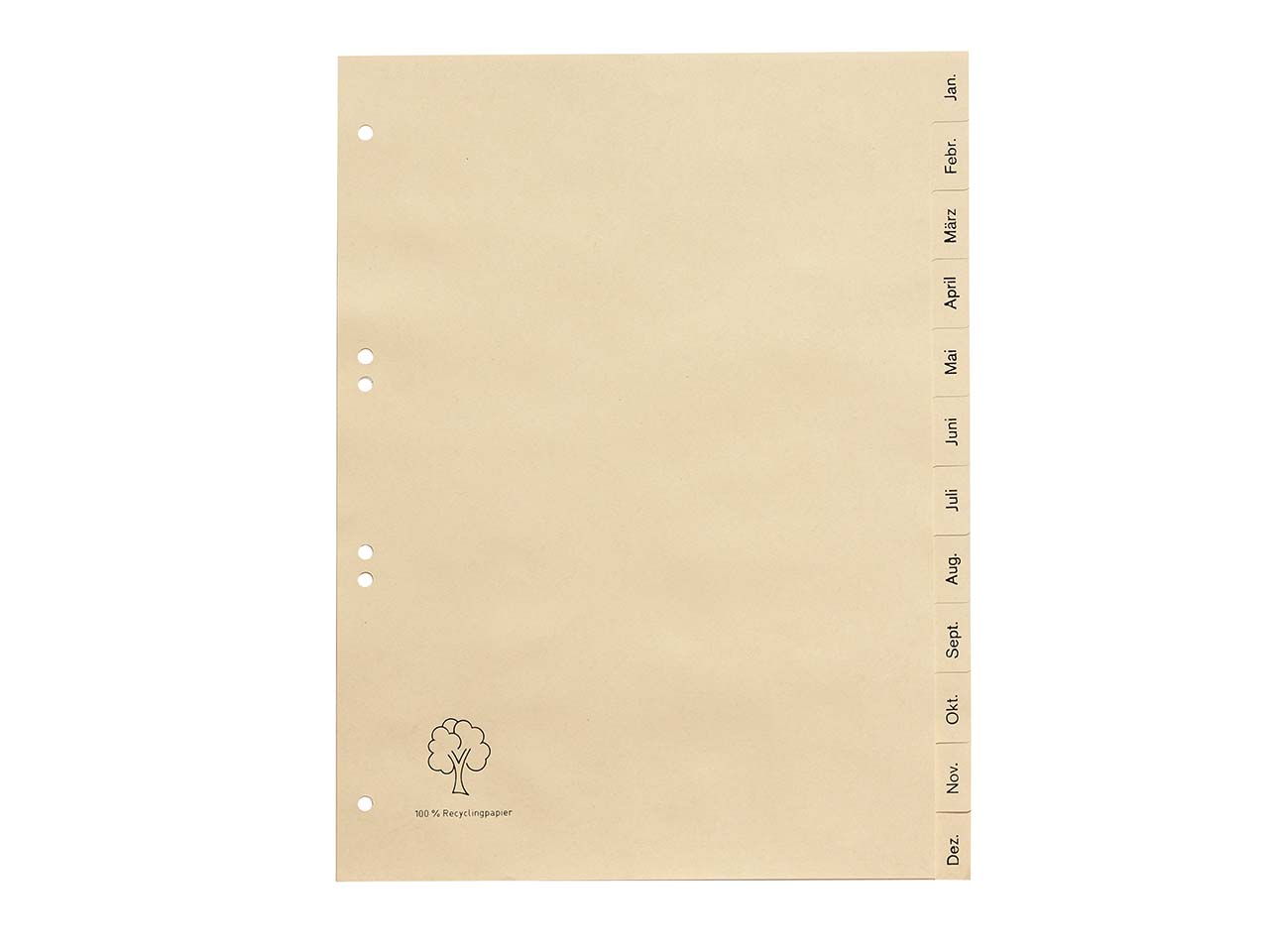 Register aus Tauenpapier Januar - Dezember, DIN A4