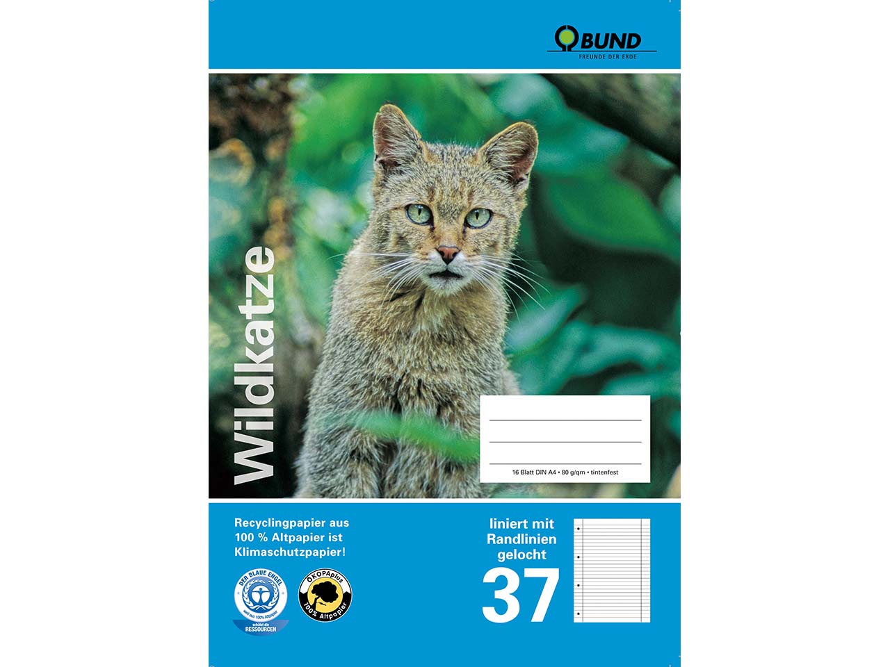 BUND Heft A4 Lin.37 lin.+perf.m.R.