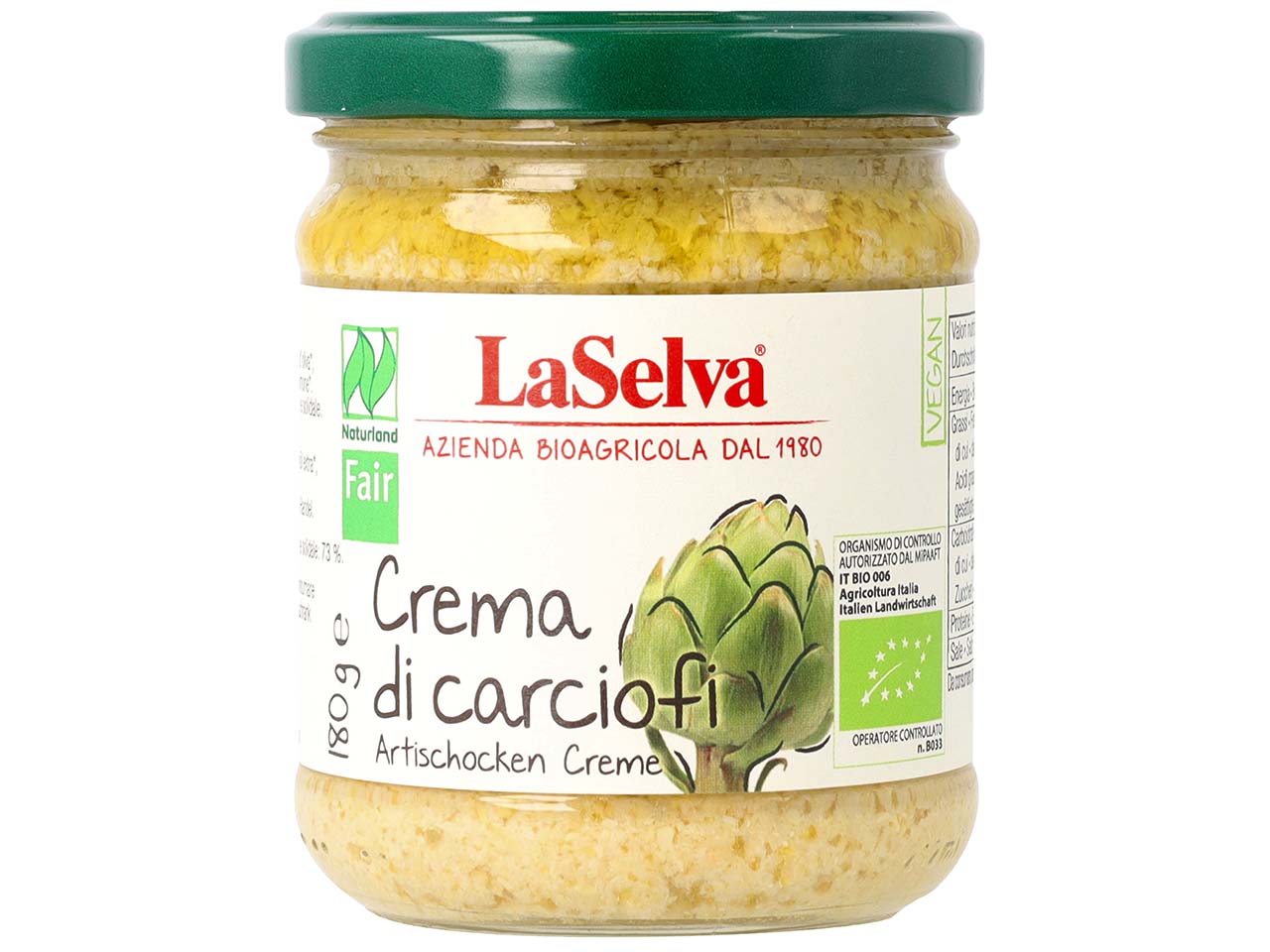 LaSelva Bio-Brotaufstrich Artischockencreme, 180 g