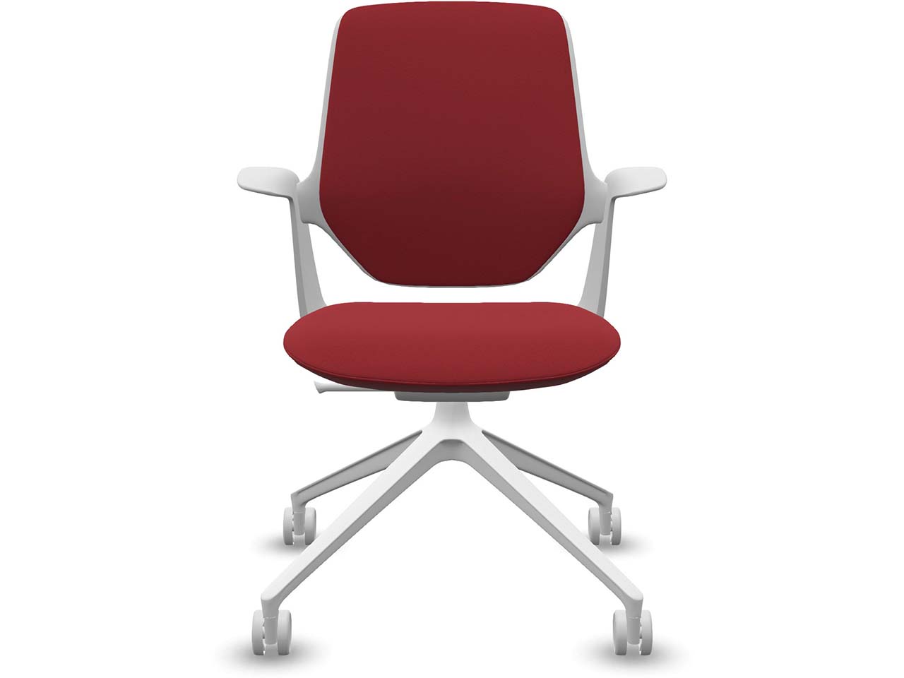 Profim Besucherstuhl "TRILLO PRO" mit Sternfußgestell auf Rollen, weiß, Stoff: rot