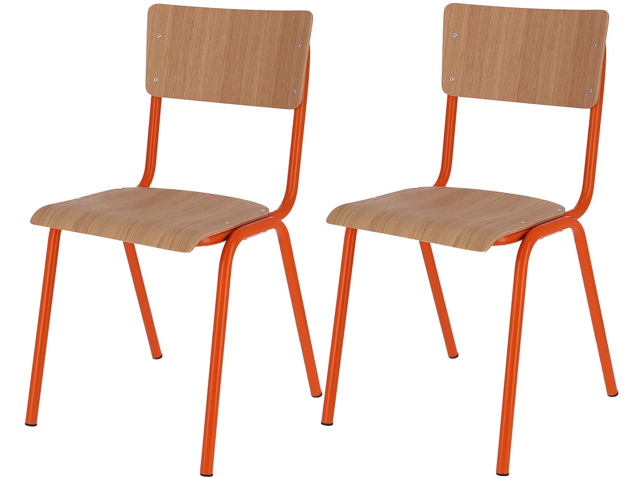Jan Kurtz 2 Besucherstühle "Zero" Eiche, Gestell orange