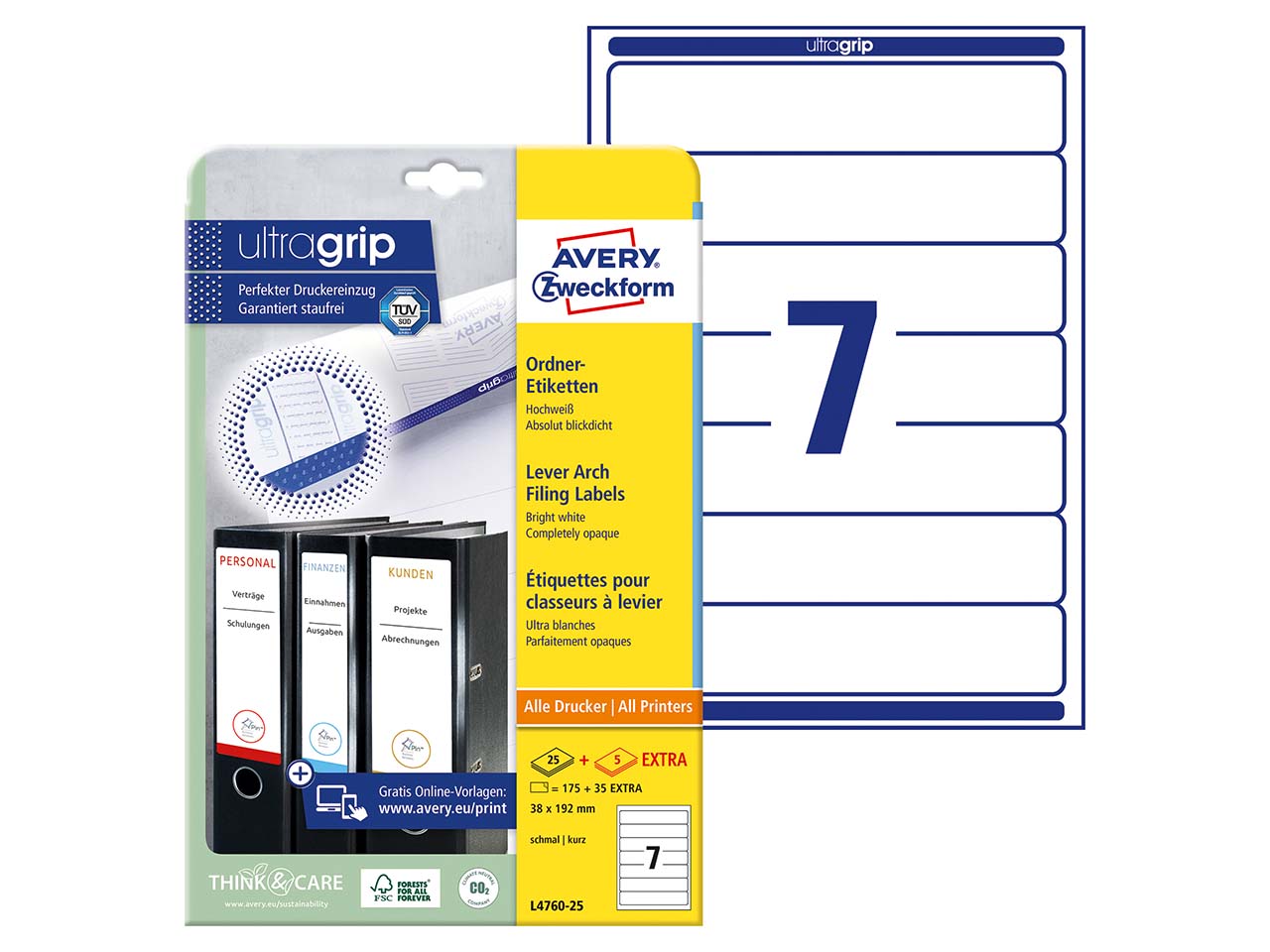 175 Rückenschilder für Rücken 5,2cm 192 x 38 mm