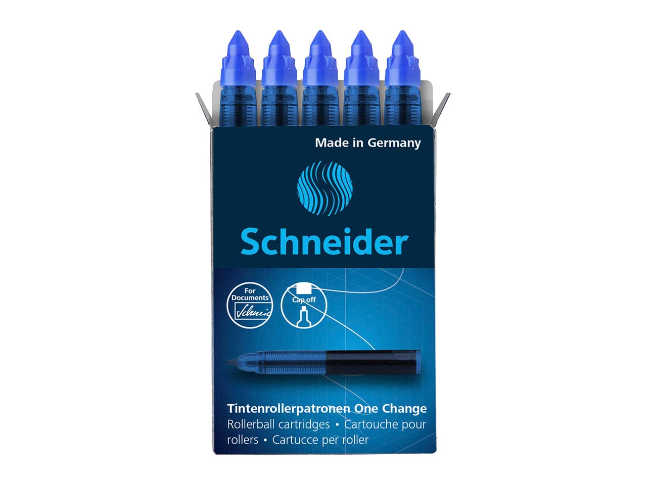 5 Schneider Ersatzpatronen für Tintenroller "One Change" blau