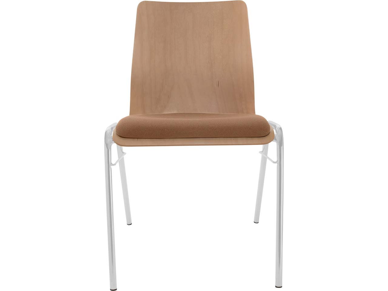 Besucherstuhl "A1" Buche, Gestell silber, Steg, Sitzpolster braun