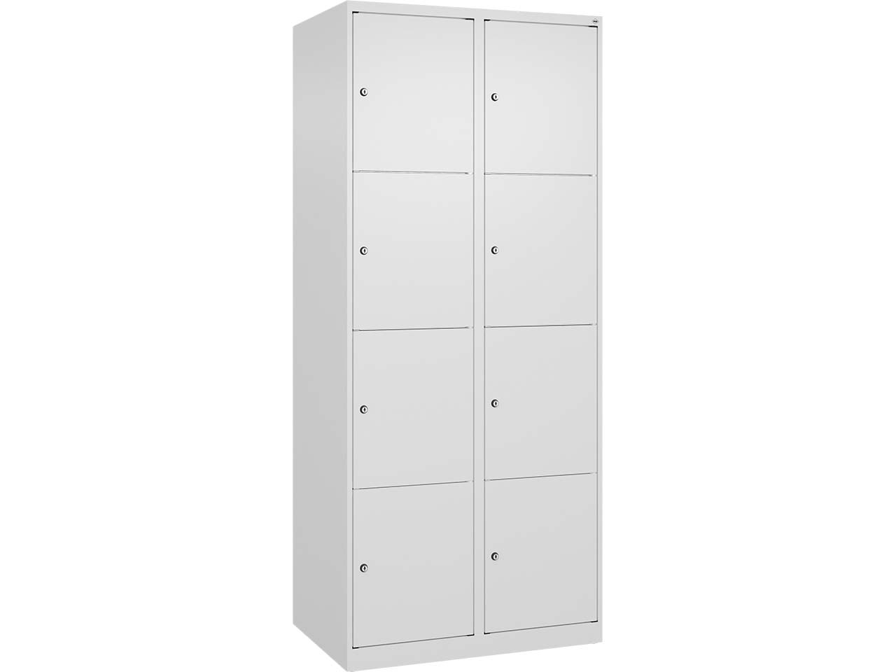 C+P Schließfachschrank Classic PLUS, 8 Fächer, 1850x800x500mm, Verkehrsweiß/Verkehrsweiß