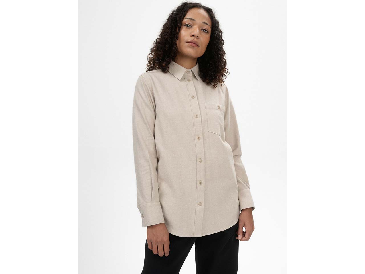 MELA Bio-Damen-Flanellhemd 'AKHELA' mit Kentkragen, birke melange, Gr. L