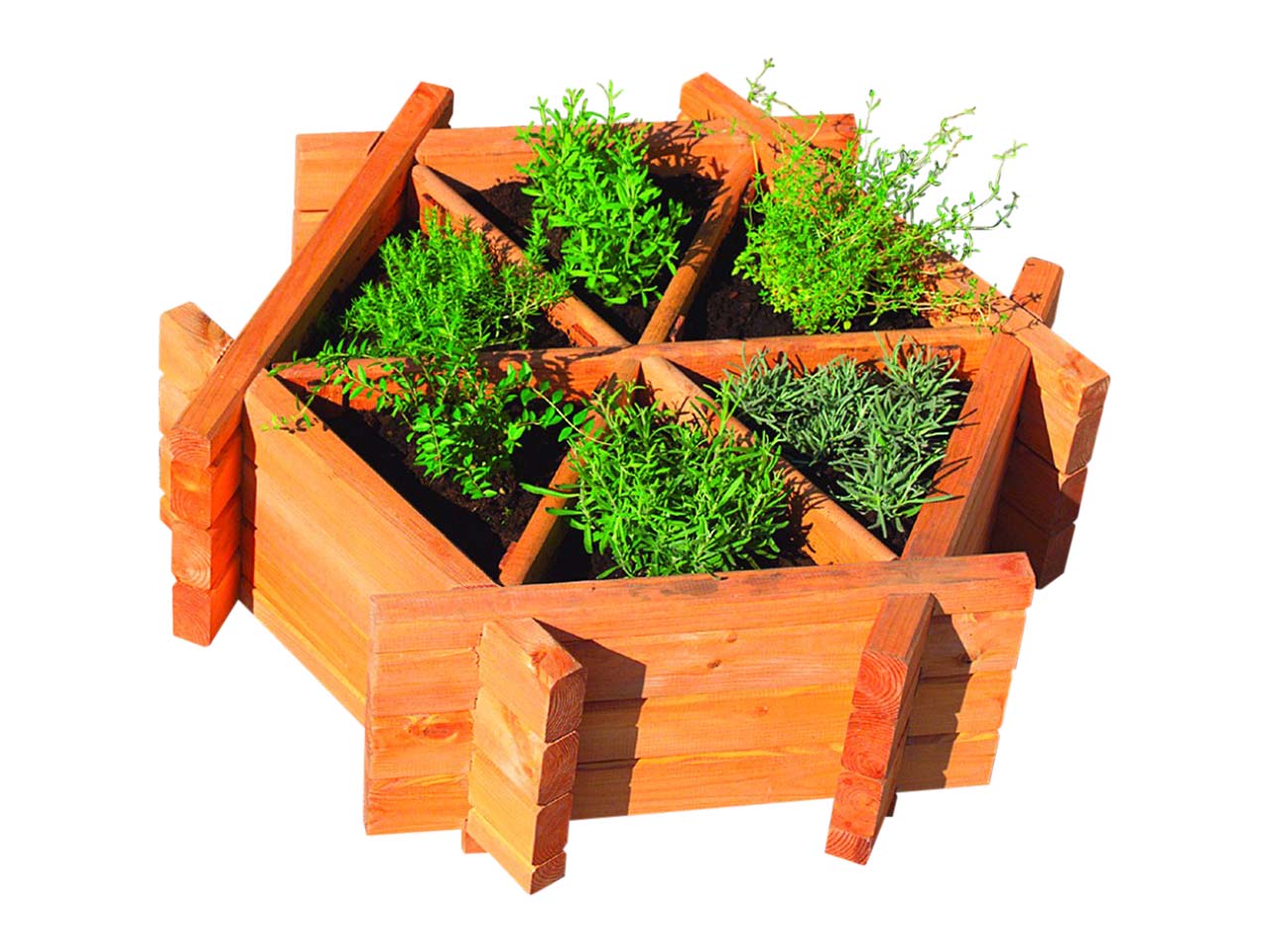 Kräuterbeet "Eva" aus Holz, sechseckig, FSC-zertifiziert, natur