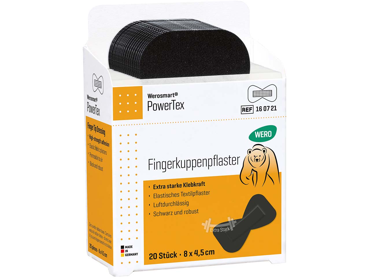 WERO Werosmart PowerTex Fingerkuppenpflaster, 8 x 4,5 cm, 20 Stück für WERO Smart Box