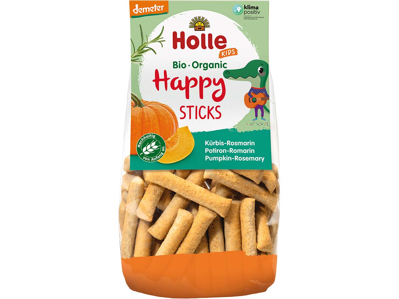 Holle Bio-Kindersnack "Happy Sticks" Kürbis-Rosmarin, ab 3 Jahren, 100 g