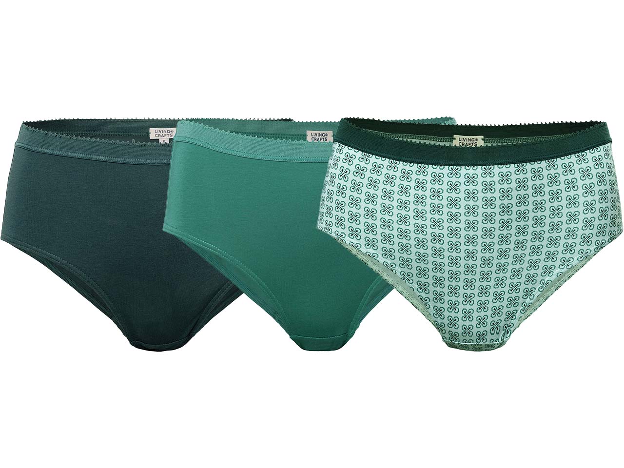 Living Crafts 3er-Pack Bio-Damen-Slips "POLLY", mini oyster print, Gr. S
