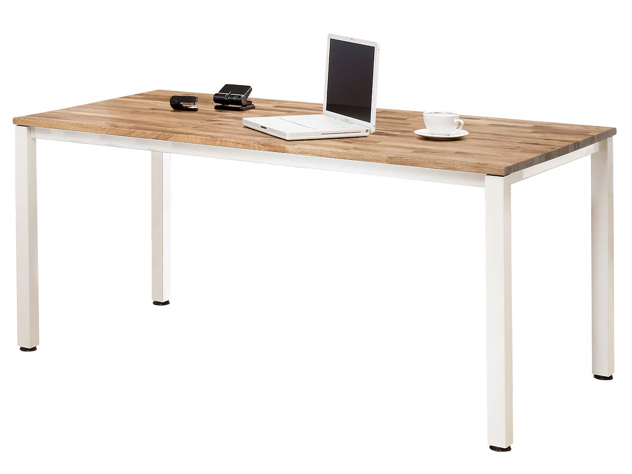 Schreibtisch "Pureness" höheneinstellbar, 180 x 80 cm, weiß, Eiche geölt