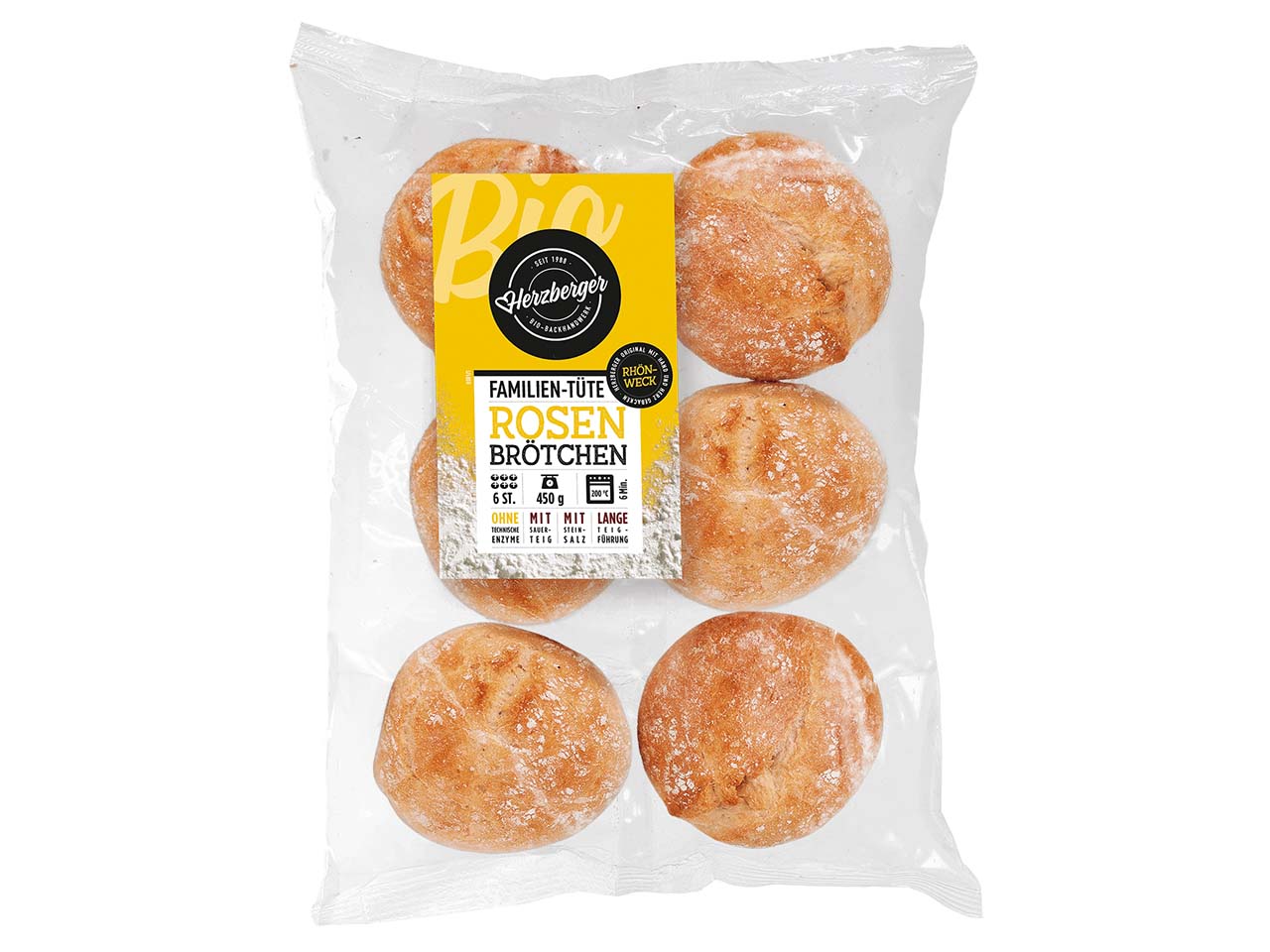 Herzberger Bio-Rosenbrötchen, zum Aufbacken, 6er-Pack, 450 g