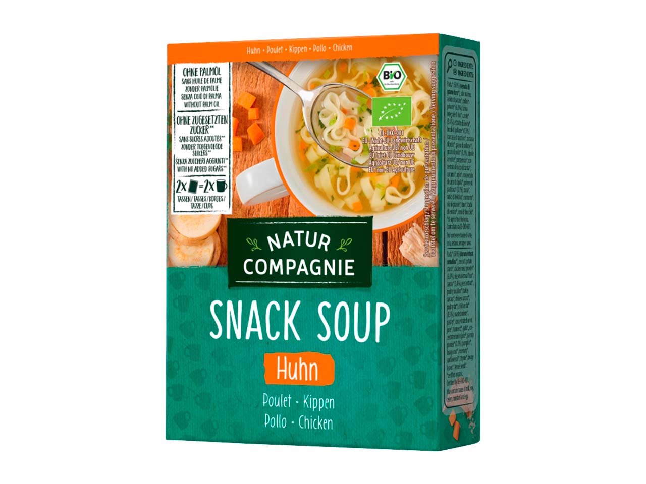 Natur Compagnie Bio-Hühnersuppe mit Nudeln "Snack Soup", Huhn,  2 x 17 g