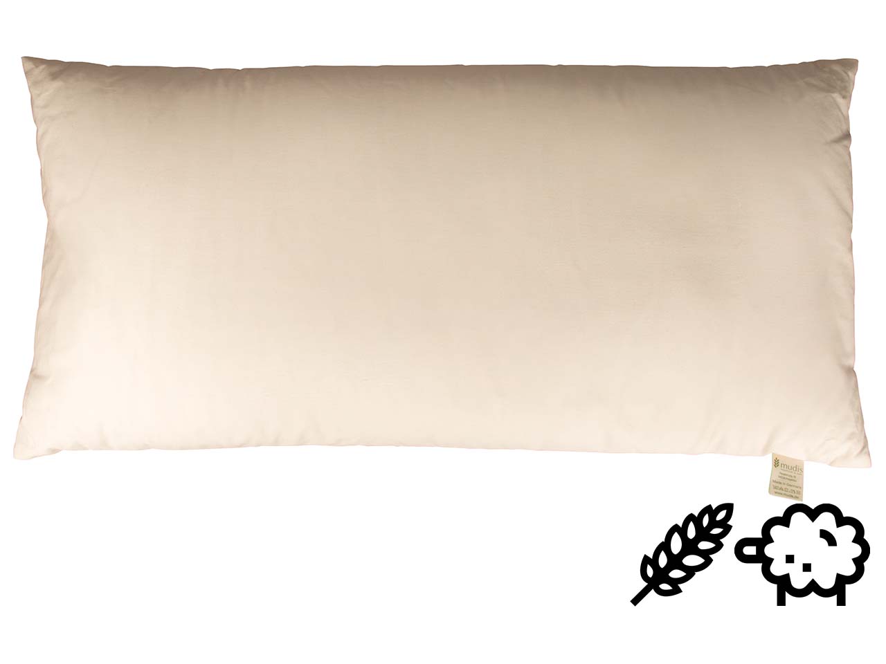 mudis Kopfkissen 40 x 80 cm Dinkelspelz/Schafschurwolle, B-Ware, Zustand wie neu